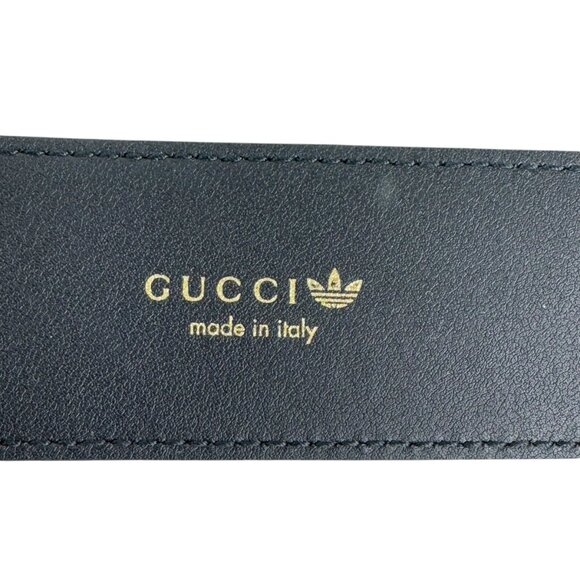 GUCCI X ADIDAS Marmont Black Leather GG Buckle Men Belt Made in Italy 100-40 - Picture 9 of 10